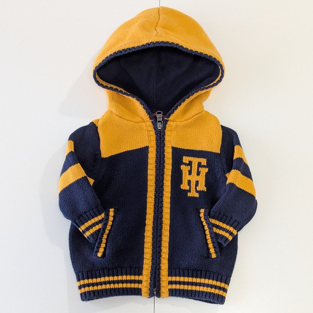 Tommy Hilfiger Toddler Navy and Yellow Full Zip Hoodie
